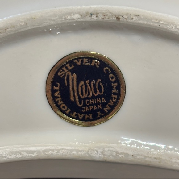 Vintage Nasco Bone Dish Gold  Rim National Silver Company Japan  Set of 8 - Picture 11 of 13